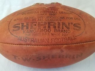 vintage T.  W.  sherrin kangaroo brand Australian football rare sherrins no air 3