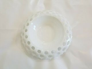 Vintage Large Round Lace Heart Edge Milk Glass Bowl Plate / Serving Platter