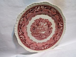 Vintage Masons Pink Vista 11 " Round Dinner Plate Scalloped Edge