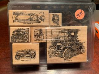 Stampin Up Antique Autos Cars Wood Stamps Rare Set Vintage 2001 Wow