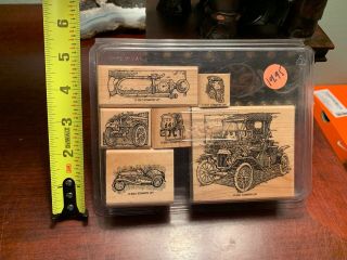 STAMPIN UP Antique Autos Cars Wood Stamps RARE Set Vintage 2001 Wow 3
