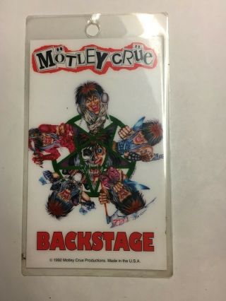Vintage 1992 Motley Crue All Access Laminated Backstage Pass Rare Hard To Find