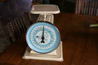 Vintage Baby Nursery Scale Weigh Up To 30 Lbs.  Baby Stork Graphics