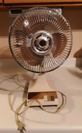 Vintage 9 " Brown Blade Oscillating 2 Speed Fan - Kh - 901