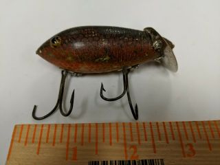 Vintage Heddon Dowagiac Crab Wiggler Red Scale Antique Fishing Lure Bass Bait