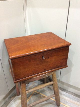 Vintage,  Old Wooden Storage Box,  Solid Mahogany,  Lock And Key