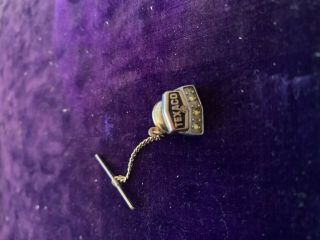 Vintage Enameled 10k Texaco Gas Jeweled Lapel Pinback Pin Cto