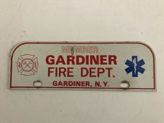 Vintage Gardiner Fire Dept.  License Plate Topper York