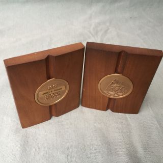 Vintage Pair Wood Book End Prudential Insurance Group Award 1967 Ends Gift