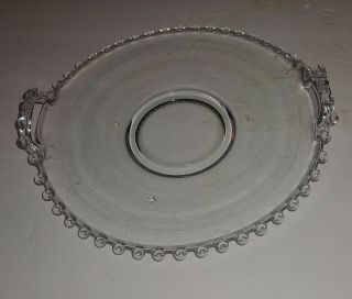 Vintage Imperial Candlewick Crystal 8 1/2 " Two Handled Plate