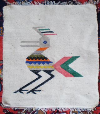 2 Vintage Hand Woven WOOL Ethnic TEXTILES Rugs ECUADOR BIRDS 40,  Years Old 2