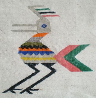 2 Vintage Hand Woven WOOL Ethnic TEXTILES Rugs ECUADOR BIRDS 40,  Years Old 4