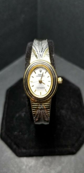 Vintage Sarah Coventry Supreme Silver & Gold Toned Quartz Wrist Watch Lss604p