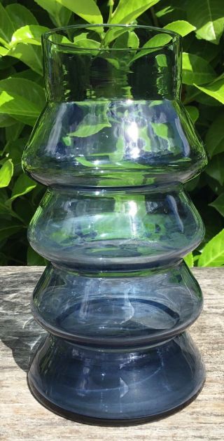 Vintage Retro Midcentury Modern Riihimaki Tamara Aladin Grey Ridged Glass Vase