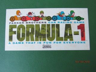 Vintage 1963 Parker Brothers Formula 1 Car Racing Board Game Complete 4