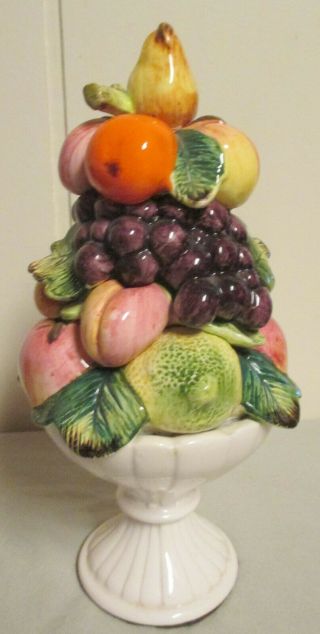 Vintage Italian Hand Painted Porcelain Fruit Topiary