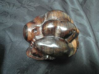 Vintage Hand Carved Wooden Crying Buddha Sculpture