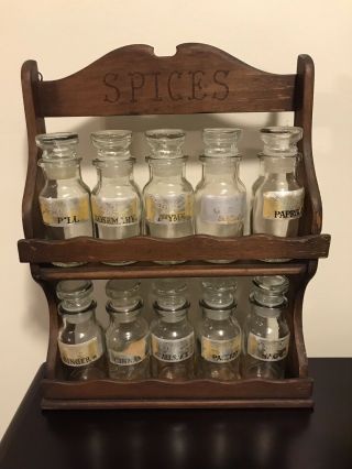 Vtg.  Spice Rack Two Tier Plus 2 Extra Bottles