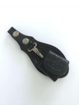 Vtg Viking Mexico Leather Key Whistle Silent Keeper Holster Accessory For Belt