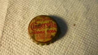 Scarce Vtg Cinderella " The Fairy Drink " Orange Soda Cork Crown Bottle Cap Rare