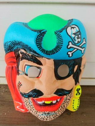 Vintage Plastic Mask Halloween Ben Cooper Pirate Face Costume 1960s