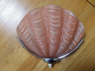 Lovely Vintage Art Deco Odeon Clam Shell Wall Light - Pink
