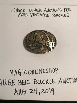 Vintage State Of Missouri Solid Brass Belt Buckle Check Huge B20