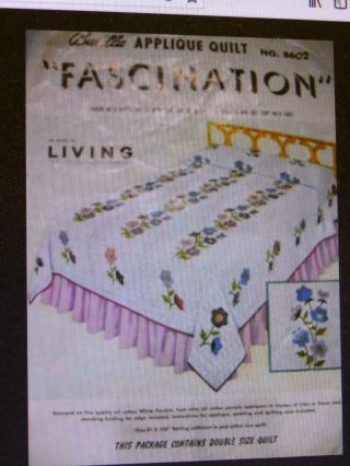 Vintage Bucilla Applique Quilt Kit Top Fascination No 8602 Single Top Only