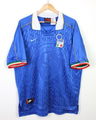 Italy 1994/96 Vintage Football Home Shirt Jersey Nike Soccer Short Sleeve - Xl