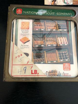 Vintage Nabisco Advertising National Biscuit Co Display Glass Top Tin Box Cover 2