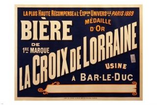 Vintage French Beer Advertising Poster 24x36 Retro Sign Collectors