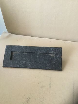 Antique Vintage Large Black Cast Iron Letter Box Sprung Letterbox Salvaged