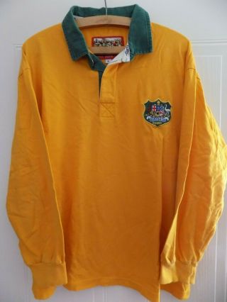Retro Rare Vintage Australia Rugby Union Shirt Top Jersey Mens Long Sleeve Large