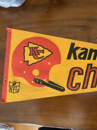 Vintage 1960 ' s Kansas City Chiefs NFL Football Sports Pennant 30 Inches 4