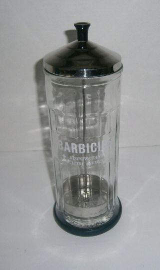 Vintage Glass Barbicide Germicide Disinfectant Jar King Research Inc.