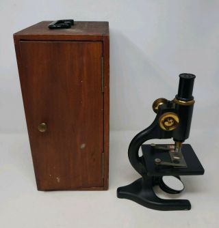 Vintage Antique Spencer Buffalo Microscope W/ Wood Box