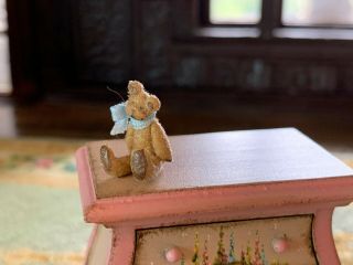 Vintage Miniature Dollhouse Artisan Sculpted Felted Baby Bear Shelf Sitter 1/2 "