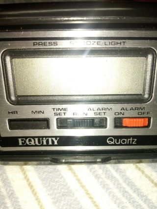 Vintage Equity Quartz Digital Alarm Clock Travel Small Mini Pop Up Compact Rare 2