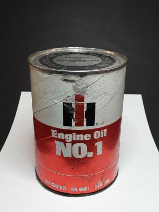 Vintage Empty Composite Ih 1 Quart Oil Can International Harvester Advertising