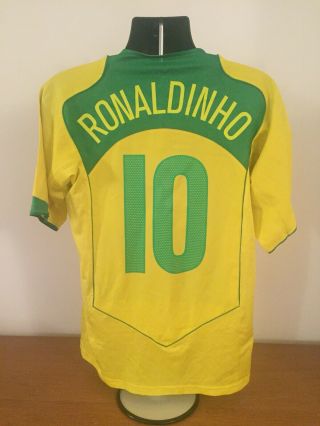 Brazil Home Shirt 2004/06 Ronaldinho 10 Medium Vintage Rare