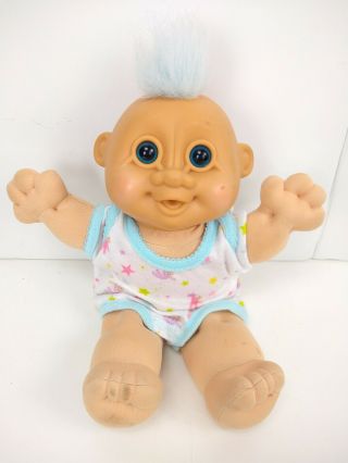 Vintage Russ Baby Troll Doll Short Blue Hair 8 " Soft Body Collectible Plush 90 