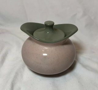 Vintage Harkerware Stone China Pink Speckled/gray Sugar Bowl Euc