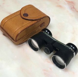 Vintage Opera Maxer Glasses Binoculars Leather Pocket Case Made In Japan