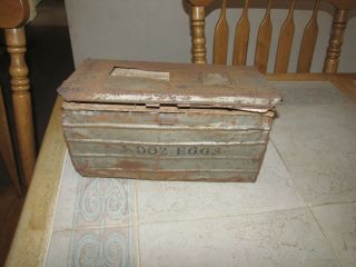 Vintage 3 Dozen Egg Tin Crate Carrier Metal Carton Box