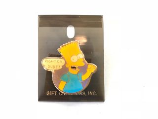 Vintage The Simpsons Enamel Pin 1990 Bart Simpson Button Nos