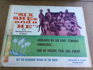 Vtg 1964 22x28 Half Sheet Movie Lobby Film Poster Six Shes And A He Goddess Love