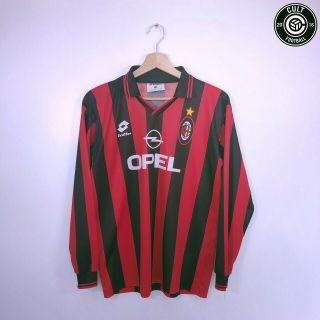Ac Milan Vintage Lotto Home Football Shirt Jersey 1994/95 (s) Baresi,  Savicevic
