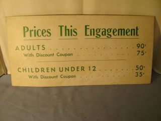 Vintage Movie Theatre Ticket Price Sign 90 Cents Gem Theatre Derry Pa