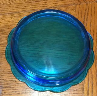 VINTAGE L.  E.  SMITH BLUE GLASS MOON & STARS ROUND DOMED CHEESE BUTTER DISH 5