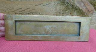 Vintage Large Solid Brass Letter Box Letterbox Post Box 10 " X 3 " & Fixing Screws